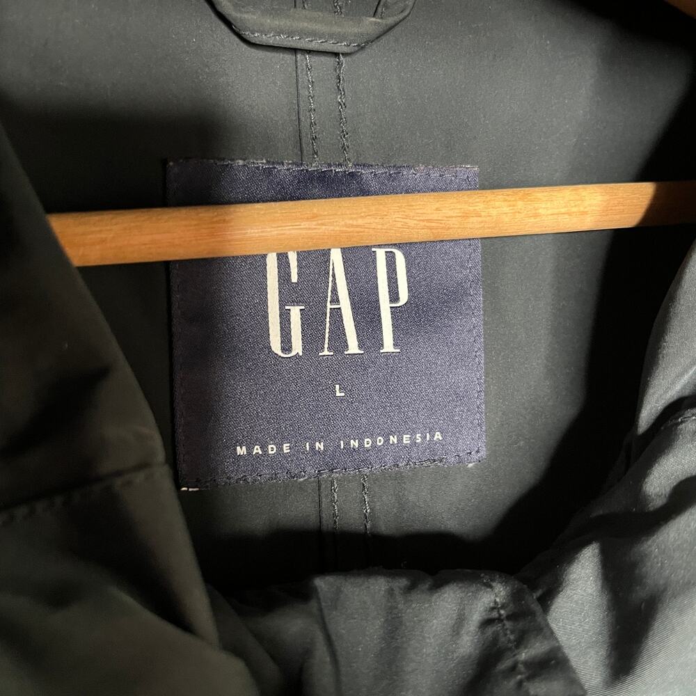 Gap Hooded Rain Coat Trenchcoat  Utilitycore Women Navy Blue Large - Picture 2 of 8